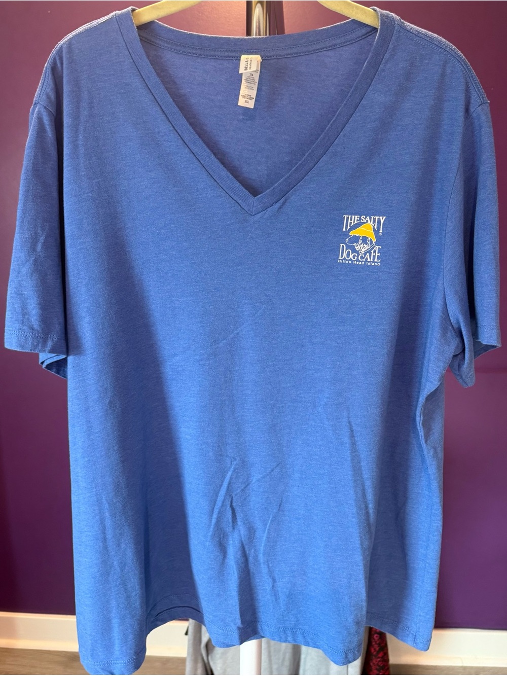 The Salty Dog Cafe Women's Blue V-Neck Short Sleeve Tee